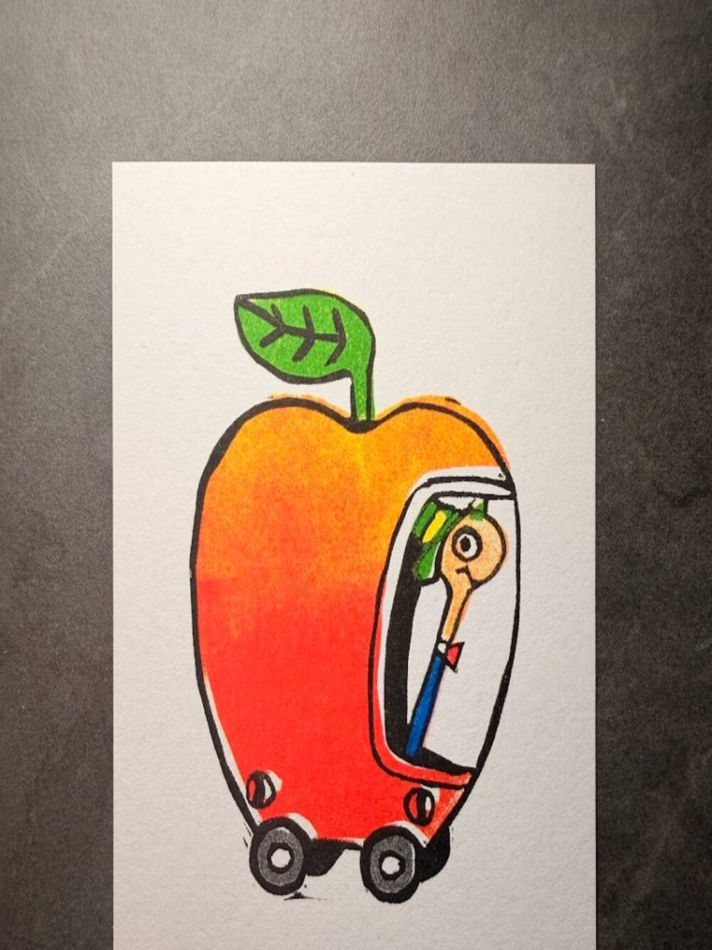 Ana Inciardi x Richard Scarry Apple Car Mini Art Print